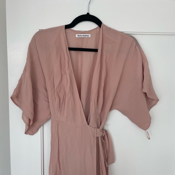 Reformation Winslow Dress Blush Wrap Maxi Bridal - Picture 8 of 13